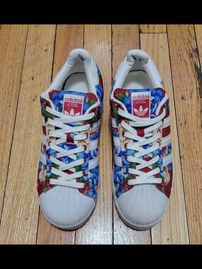 adidas Women Floral Superstar Sneakers in Multi-Color Size 9 For Lorit